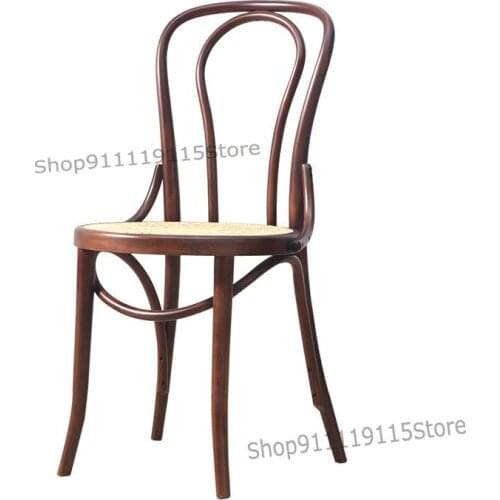 Customized Nordic Solid Wood Dining Chair Household Rattan Chair Back Chair Restaurant Thonet Designer Retro Hotel Dining Table