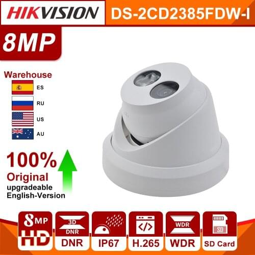 Original HIKVISION 8MP IP Camera DS-2CD2385FWD-I Updatable WDR Built-in SD Card Slot IR30m H.265 POE Security camera