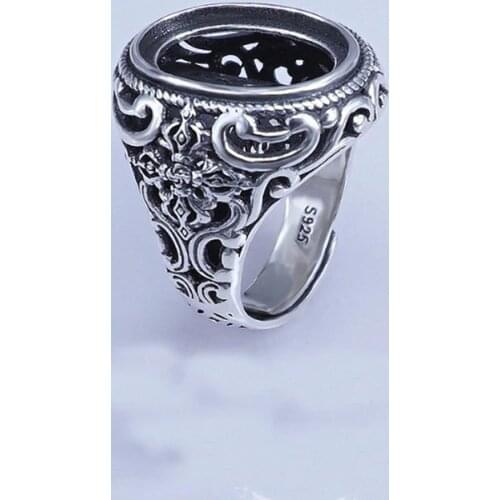 14*19mm 925 STERLING SILVER Men Semi Mount Bases Blanks base blank Pad VINTAGE ring rings Setting vajry jewelry gift diy A3227