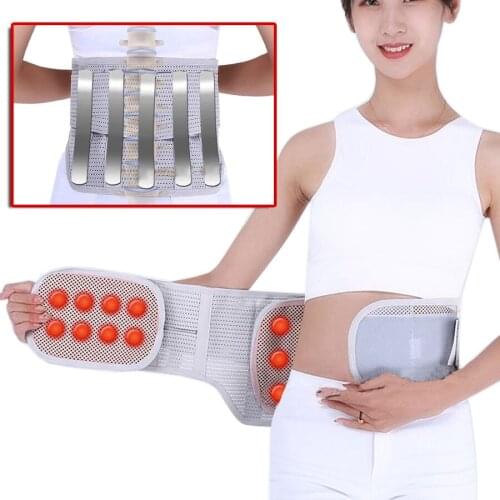 2021 Orthopedic Men Women Lumbar Support Back Brace Belt Tourmaline Self-heating Magnetic Waist Belt Steel Bone With 3pcs Pad
