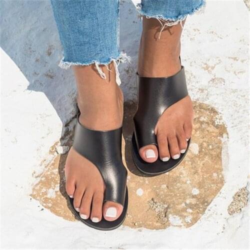 Women Leather Shoes Comfy Platform Flat Sole Ladies Casual Soft Big Toe Foot Correction Sandal Orthopedic Bunion Corrector