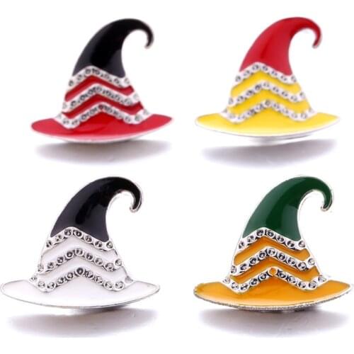 Enamel Hat Rhinestone 18mm Ginger Snap Button Jewelry Making DIY Snap Button Bracelet Necklace Jewelry for Women Gift Wholesale