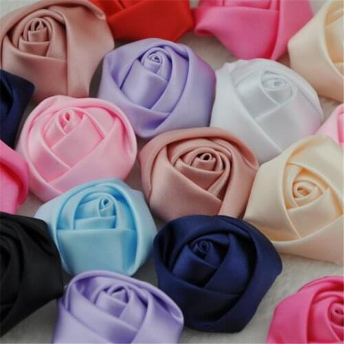 U Pick 20pcs Big Satin Ribbon Rose Flower DIY Craft Wedding Appliques Lots B007