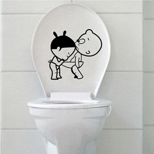 Waterproof Toilet Paper Cartoon Cute Little Child Toilet Wall Stickers Closestool Sticker Bathroom Home Decoration Decal Art
