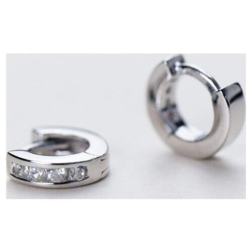 WTLTC 925 Sterling Sliver Small Hoop Earrings for Women Delicate Tiny Rhinestones Hoops Earrings Minmal Ear Huggie Earrings