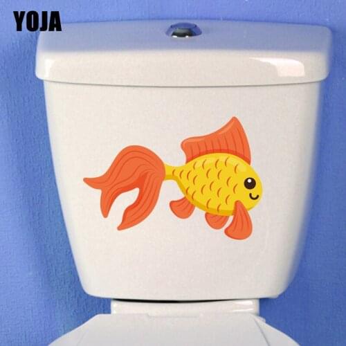 YOJA 23.5*18.4CM Goldfish BedRoom Home Decor Toilet Decal Wall Sticker Funny Animal T3-0883
