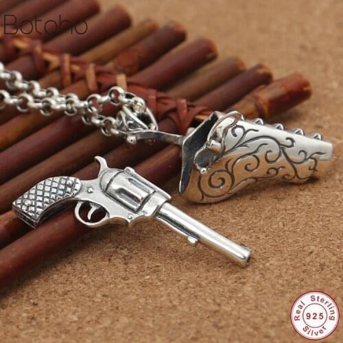 S925 Sterilng Silver colour Hand Gun Creative Pendant Firearms Enthusiasts Real Silver colour Fashion Hip Hop jewelry Pendan