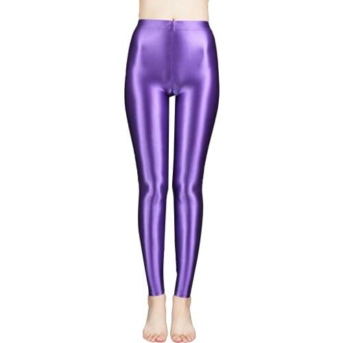 Womens Lingerie Sexy Glossy Leggings Stretchy Yoga Pants High Waist Trousers Workout Gym Exercise Fitness Skinny Pants