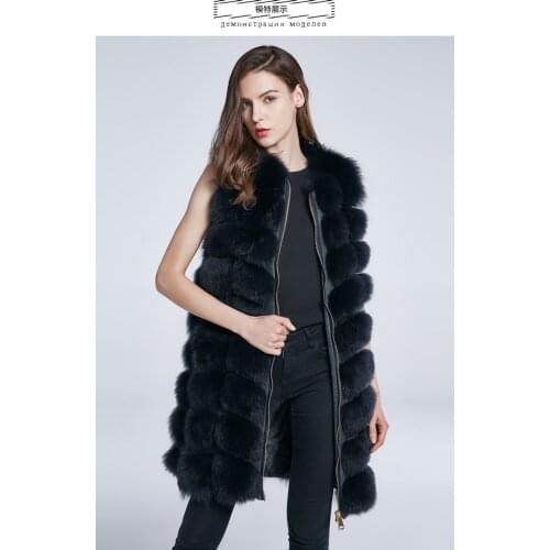 Natural Real Fox Fur Vest Natural Fur Coat For Jacket female coats Vest Waistcoat long Fur Coats Real Fur Coat Fox Vest Jacket