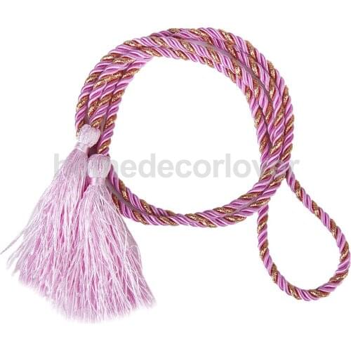 1 Pair Pink Nylon Tassel Rope Cord Window Curtain Fringe Tiebacks Tie Backs