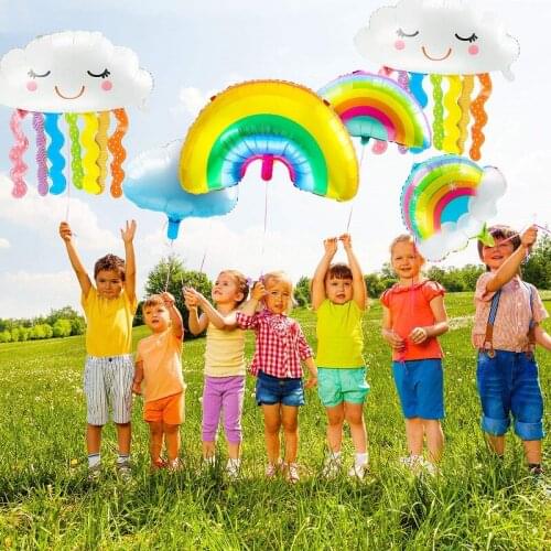 1pc Sun Moon Smiley Rainbow White Cloud Foil Balloons For Childrens Birthday Party Decoration Baby Shower Kids toy Helium Balls