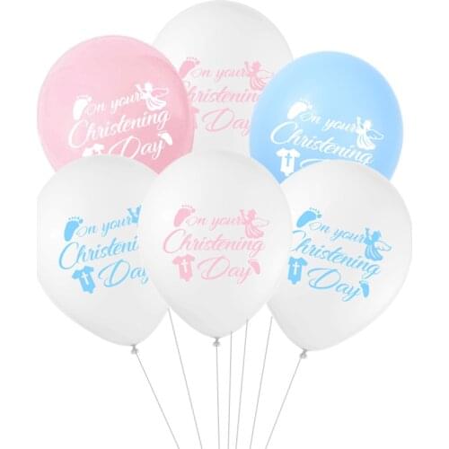10/20pcs 12'' Print on Your Christening Day Latex Ballons Baby Feet Balloon for Baby Shower Christening Baptism Party Decoration