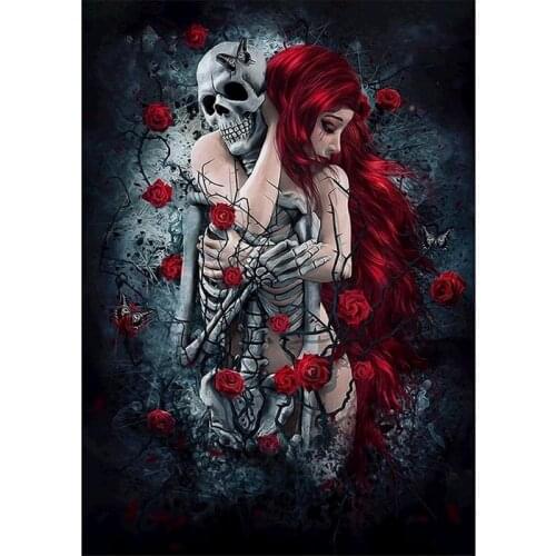 5d DIY Diamond Painting Woman and Skeleton Skull Full Drill Square Diamont Painting Crystal Mosaic Embroidery Accessories Tools