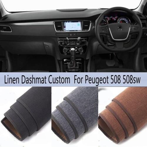 Car Styling Linen Dash Mat Covers Dashmat Dashboard Pad Carpet Accessories For Peugeot 508 508sw 508GT RXH 2010~2012 2013 2018