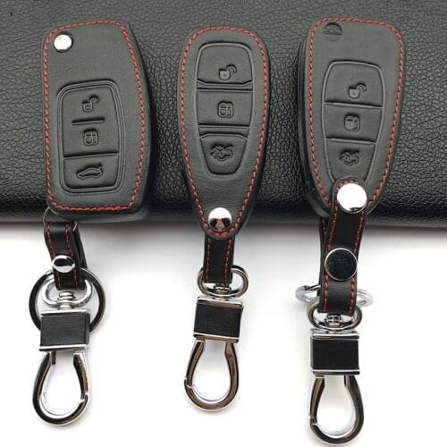 Newest car styling ,High quality genuine leather key chain ring cover case holder for Ford Focus 2 MK2 fiesta kuga Ecosport