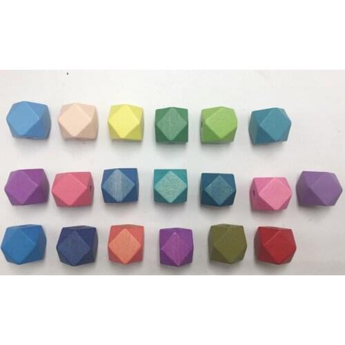 Free shipping!! Wholesale Price 20mm Geometric wood beads can mixed 19 colors