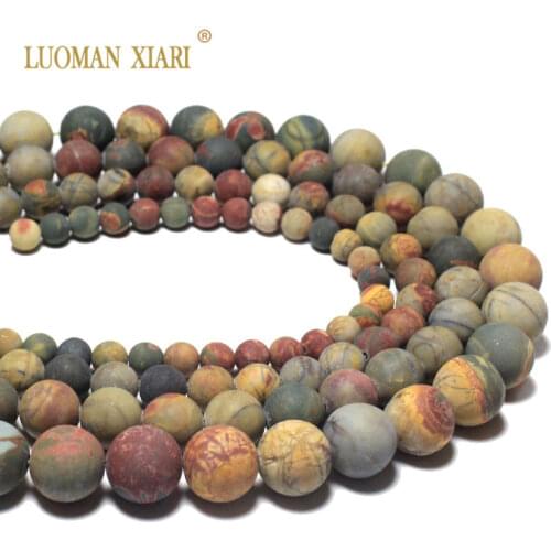Wholesale Natural Dull Polish Picasso Jaspers Stone Beads For Jewelry Making DIY Bracelet Necklace 4/6/8/10/12mm Strand 15