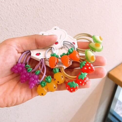 3PCS New Cute Fruit Avocado Carrot Princess Headwear Kids Elastic Hair Bands Children Ropes Girls Accessories Baby Headdress