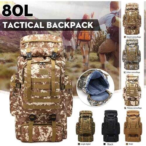 80L Outdoor Military Backpack Camouflage Waterproof Sports Camping Hiking Bag Climbing Mountain Backpack