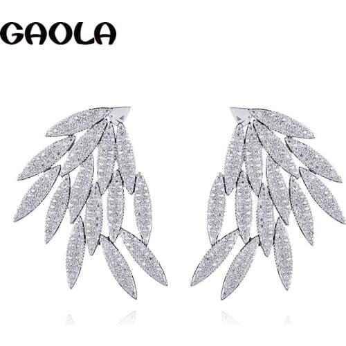 GAOLA New Plant Shape Earrings For Wedding Party Top Quality AAA Cubic Zirconia Leaves Stud Earring