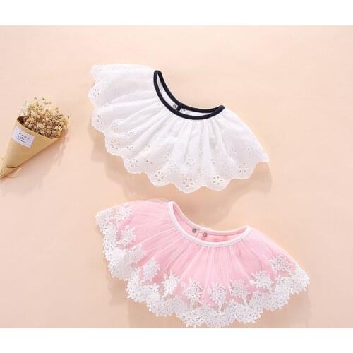 Cotton Lace Bib Fashion Wild New Baby Girls Solid Color Pink White Supplies Baby Products Cotton Bandana Saliva Towel