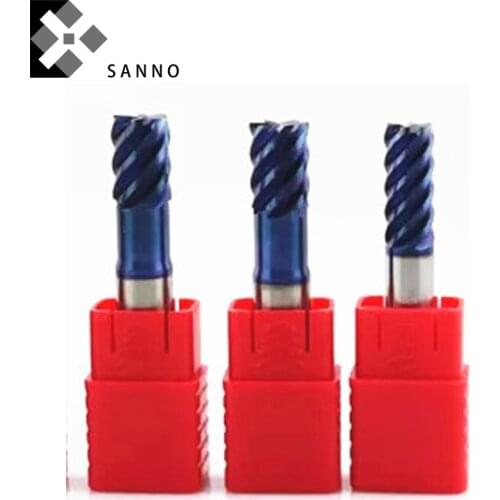 HRC70 Wear-resistant super hardness naco coating end mills 1.0mm-12mm tungsten steel flattened milling cutter
