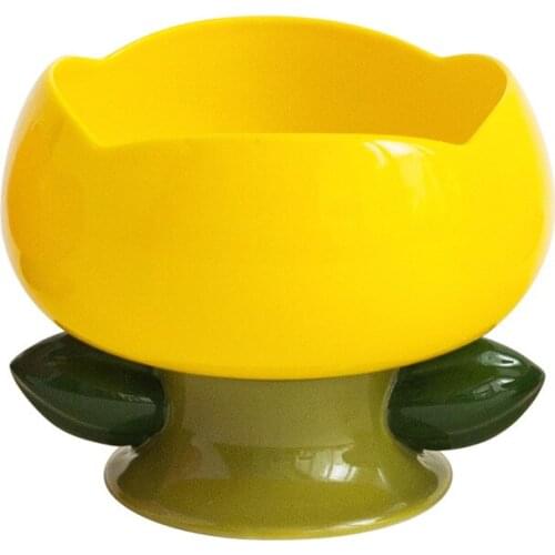 High Foot Protection Pet Ceramic Bowl Cats and Dogs Ceramic Pet Bowl Non-slip Flower Shape Cat Bowl Food Drinking Pets Feeder