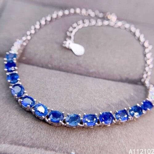 KJJEAXCMY fine jewelry 925 sterling silver inlaid natural sapphire bracelet elegant girl new hand bracelet support test