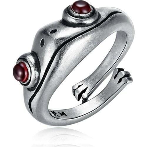 Fashion Cute Frog Ring Frog Lady Cartoons Open Ring Men Retro Punk Animal Figure Ring Fashion Party Bohemian Hip Hop Jewelry