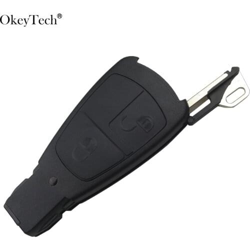 Okeytech 2 Button Smart Car Key Remote Contrlo Key Shell For Benz Mercedes C180 1998-2004 W202 Smart Card Shell With Blade