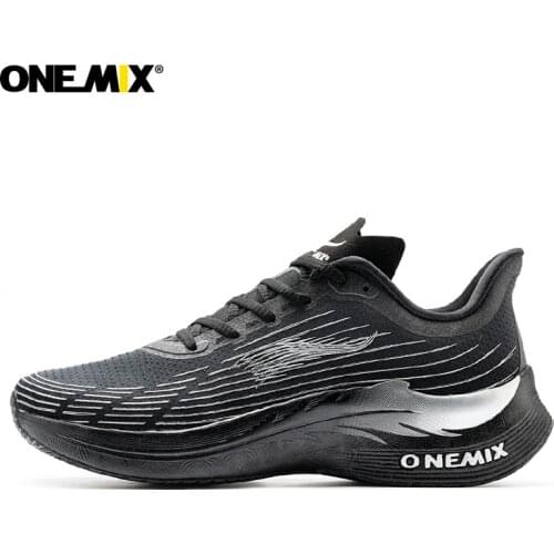 ONEMIX Women Running Shoes Marathon Breathable Mesh Fitness Man Sport Shoes Lace Up soft Carbon Fibre Plate Massage Sneakers