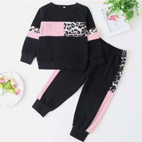 Fashion Kids'Wear FALL/WINTER Two-Piece Outside Wear A Boy Or a Girl Childrens Suits Pure Cotton Long Sleeves Leopard Print
