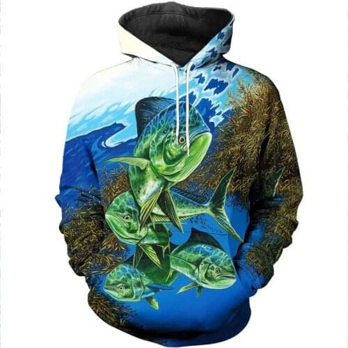 The most fashionable 3D fishing printed casual shirt autumn mens Unisex casual zipper Hoodie