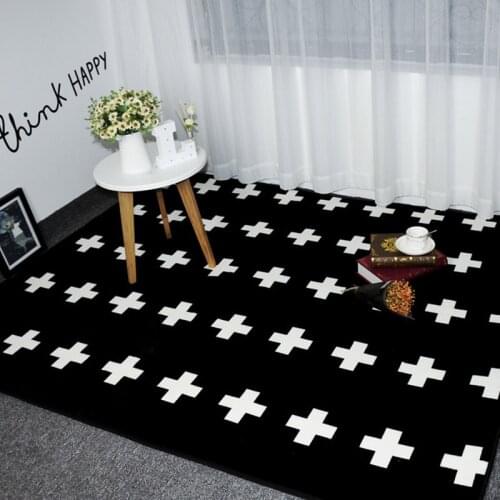 Fashion Black White Crosses Living Room Bedroom Decorative Carpet Area Rug Bathroom Floor Door Yoga Baby Kids Crawl Play Mat Pad