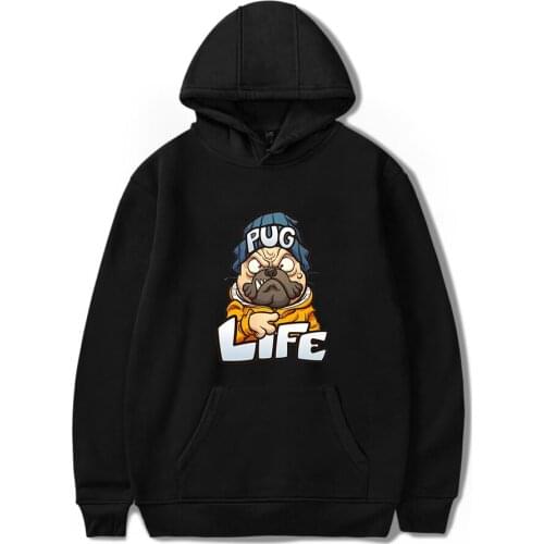 Fashion FUNNY PUG Hoodies Men Sweatshirts Women Printing Dog Hip Hop Pullovers Autumn Boys Girls Casual Animal Black Tracksuits