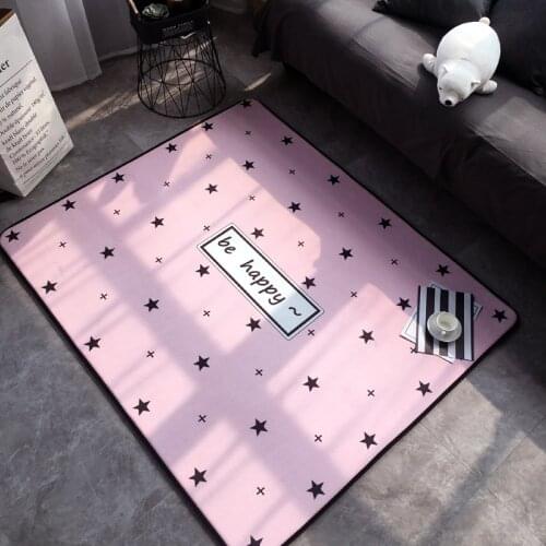 Fashion Modern Lovely Sweet Pink Stars Happy Living Room Bedroom Parlor Decorative Carpet Area Rug Baby Play Mat Home Decoration