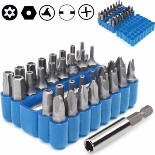 Security Bit 33Pcs Set Tamper Proof Torx Spanner Screwdriver Star Hex Holder Rod