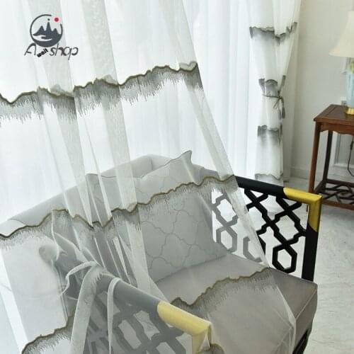 AS New Modern Simple Chinese Translucent White Gauze Balcony Bay Window Customization Curtains for Living Dining Room Bedroom