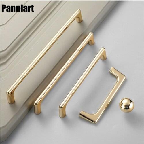 Pannlart 1 Pc Brushed Gold Handle Zinc Alloy Modern Kitchen Door Cabinet Knobs Furniture Drawer Pulls Handles Home Hardware