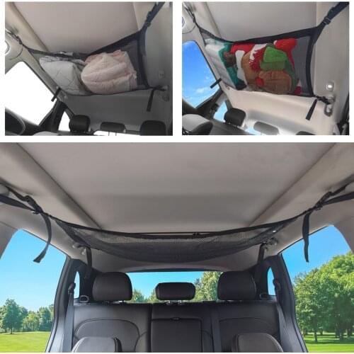 50X70CM Car Ceiling Storage Net Pocket Roof Interior Cargo Net Bag Trunk Storage Pouch Sundries Storage Organizer Accessories