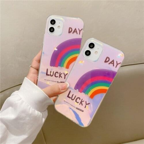 Rainbow Laser Clear hone Case for iPhone 12 11 7 8 Plus X XS XR XSMax 11 Pro 12ProMax Change Color in Different Angle