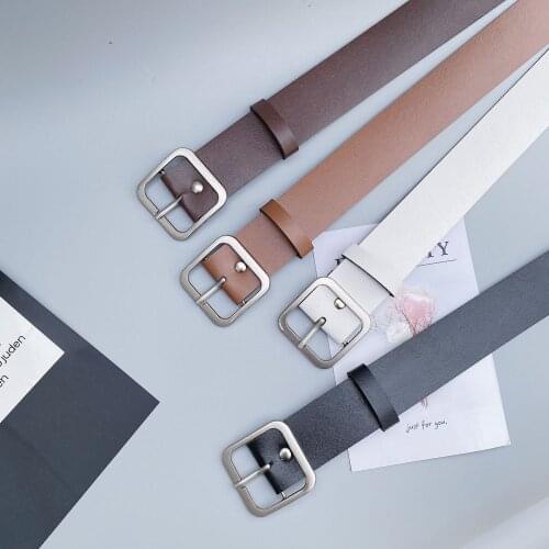 PU Leather Belt For Women Square Buckle Pin Buckle Jeans Black Belt Chic Luxury Brand Ladies Vintage Strap Female Waistband