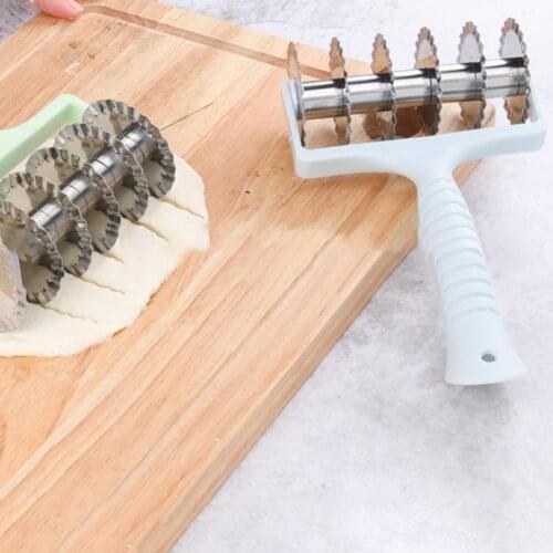 Rolling Dough Cutter Pie Pizza Cutter Pastry Rolling Pin Reusable Easy Use Stainless Steel Pie Noodle Bread Slicer for Kitchen