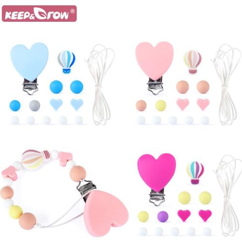 DIY Baby Pacifier Clip Chain Silicone BPA Free Dummy Pendent Newborn Baby Teething Nursing Toys Hot Air Balloon Bead Teether