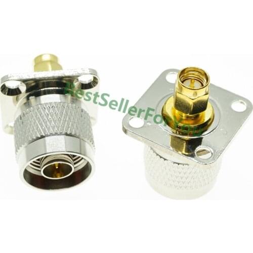 SMA Male to N Type Male Flange 4 Hole Panel Mount Connector Adapter