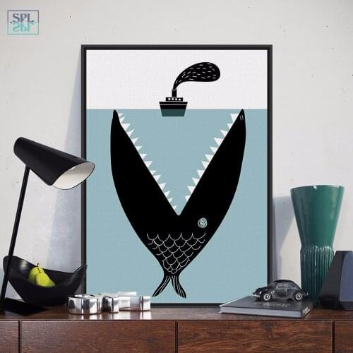 SPLSPL Fish Canvas Art Print Painting Undersea Monsters Home Decoration Wall Picture childrens Room No Frame ornamentation