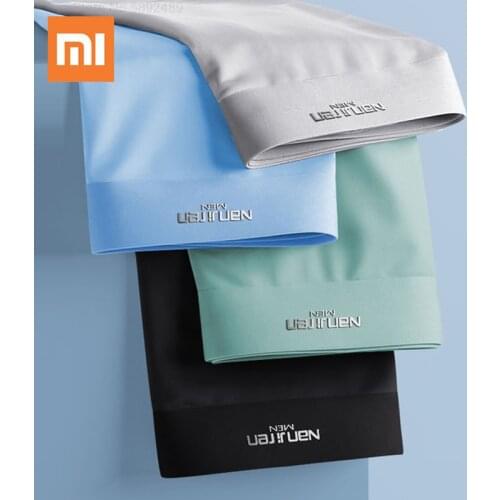3pcs/lot Xiaomi Men Panties Graphene Antibacterial Man Underwear Solid Color Ice Silk Seamless Boxer Shorts For Male Underpatns