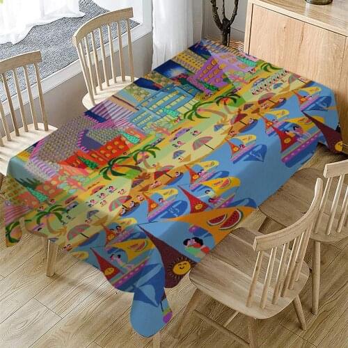 Cartoon Tablecloth Waterproof Oilproof Rectangular Table Cloth Childrens Paradise Painting Home Practical Polyester Tablecloth