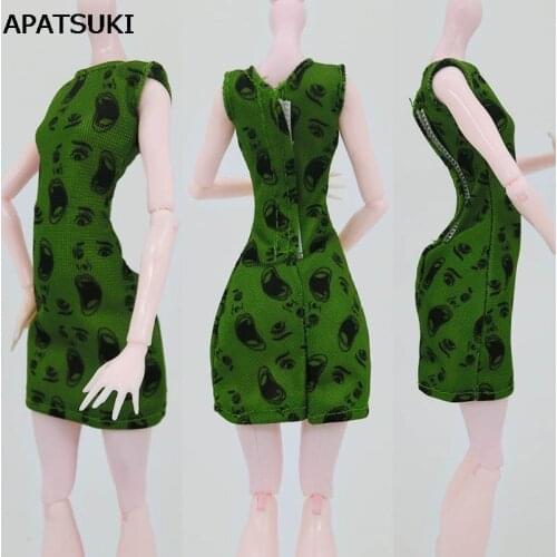 Green One Piece Dress Clothes For Monster High Dolls Party Summer Short Dresses Vestidos Dresses For Monster Doll