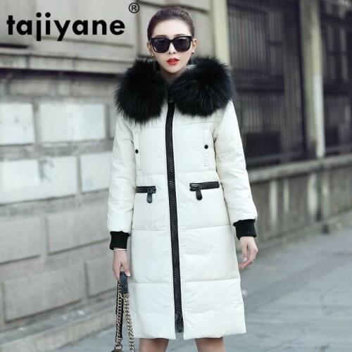 100% Sheepskin Real Coat Female Winter Natural Raccoon Fur Hooded Duck Down Jacket Women Genuine Leather Jacket Warm Coats 7212